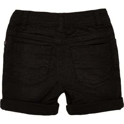 Mini boys black denim skinny shorts